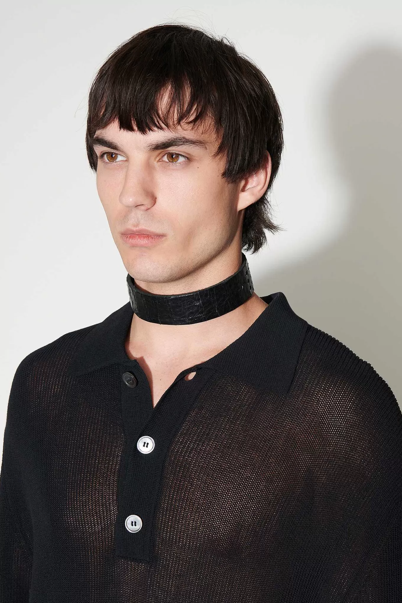 3 Cm Choker Laser Crack Sort Læder^Our Legacy Store